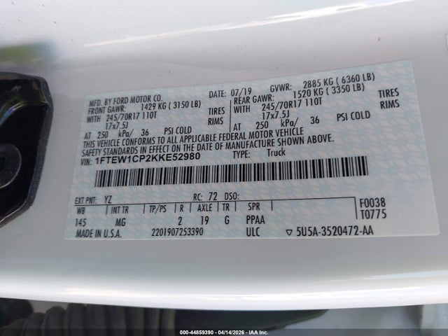 Ford F-150 Xlt 2019 1FTEW1CP2KKE52980 Image 9