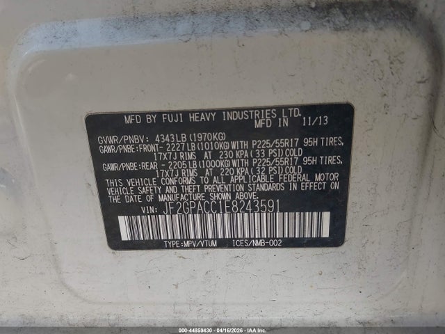 Продаж на аукціоні авто 2014 Subaru Xv Crosstrek 2.0i Premium, vin: JF2GPACC1E8243591, номер лоту: 44859430