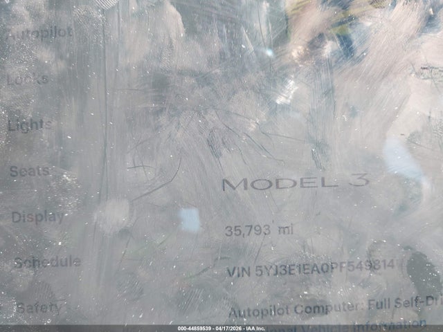 Aukcja sprzedaży 2023 Tesla Model 3 Rear-wheel Drive, vin: 5YJ3E1EA0PF549814, numer aukcji: 44859539