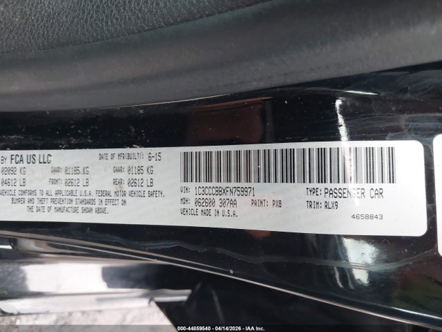 Aukcja sprzedaży 2015 Chrysler 200 S, vin: 1C3CCCBBXFN759971, numer aukcji: 44859540