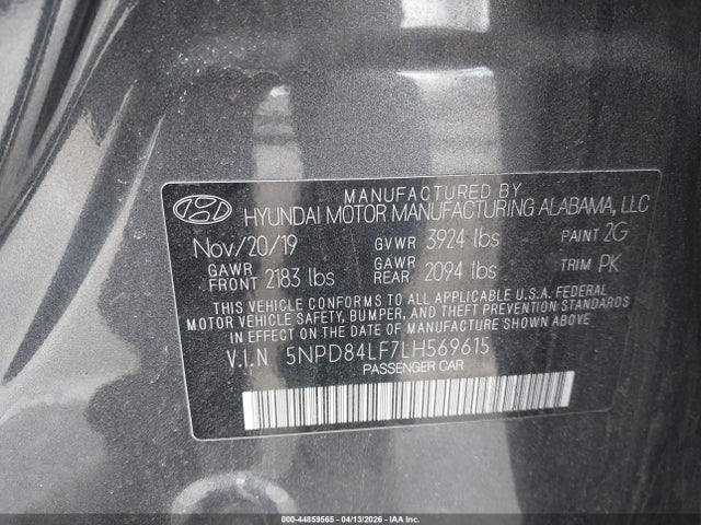 Aukcja sprzedaży 2020 Hyundai Elantra Sel, vin: 5NPD84LF7LH569615, numer aukcji: 44859565