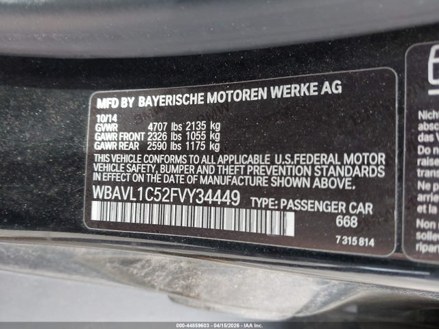 Продаж на аукціоні авто 2015 Bmw X1 Xdrive28i, vin: WBAVL1C52FVY34449, номер лоту: 44859603