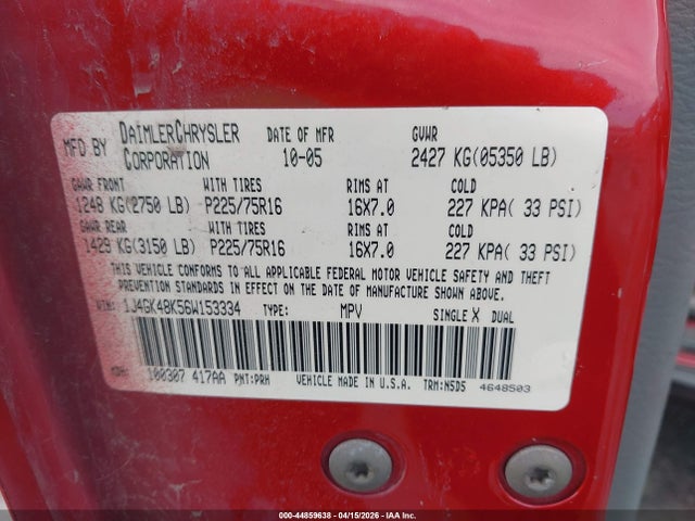 Продажа на аукционе авто 2006 Jeep Liberty Sport, vin: 1J4GK48K56W153334, номер лота: 44859638