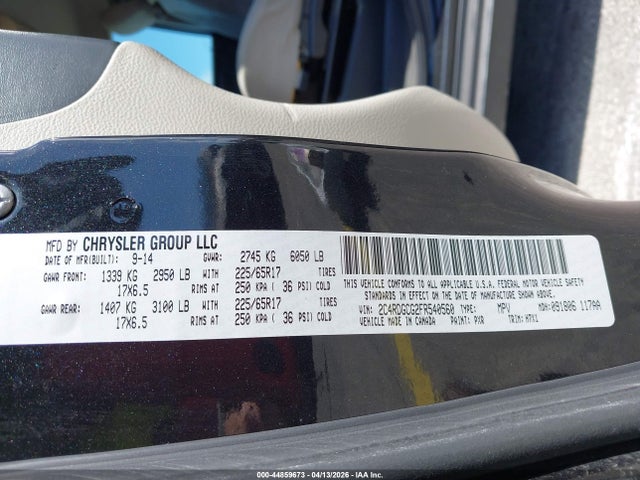 Продажа на аукционе авто 2015 Dodge Grand Caravan Sxt, vin: 2C4RDGCG2FR540560, номер лота: 44859673