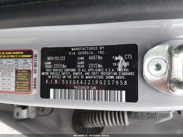 Aukcja sprzedaży 2024 Kia K5 Gt-line, vin: 5XXG64J21RG257958, numer aukcji: 44859718