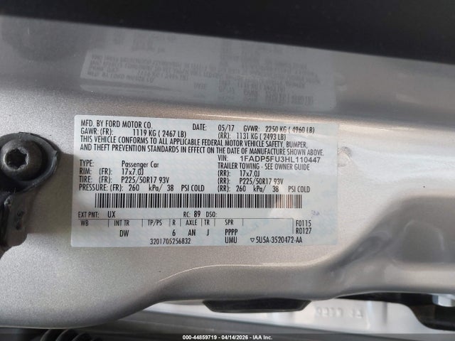 2017 Ford C-max Energi Titanium მანქანა იყიდება აუქციონზე, vin: 1FADP5FU3HL110447, აუქციონის ნომერი: 44859719