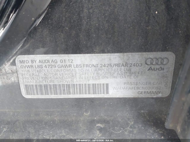 2012 AUDI A4 WAUAFAFL9CN020052 Photo 8
