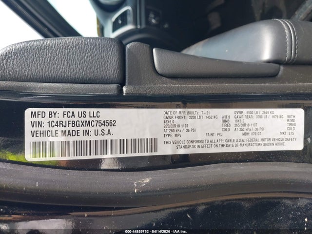 2021 Jeep Grand Cherokee Limited 4x4 მანქანა იყიდება აუქციონზე, vin: 1C4RJFBGXMC754562, აუქციონის ნომერი: 44859752