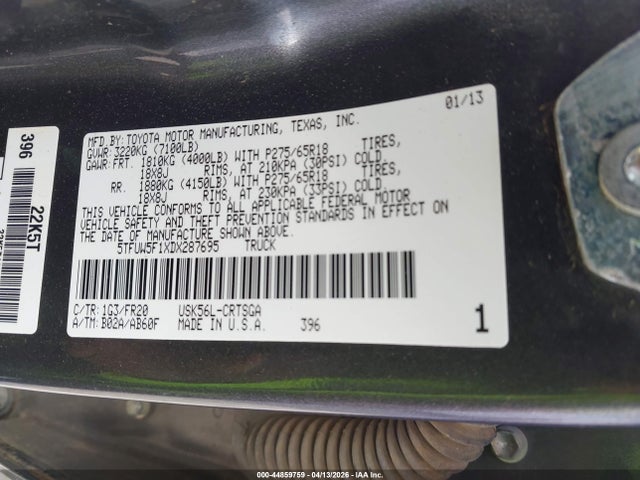 2013 TOYOTA TUNDRA 5TFUW5F1XDX287695 Photo 8