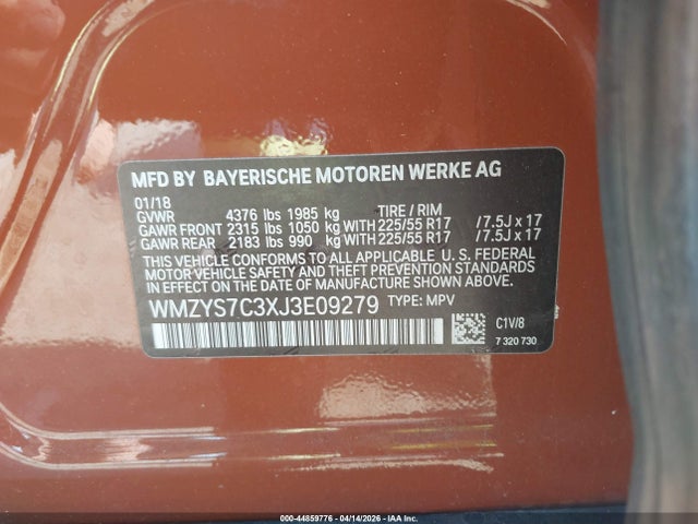 Продажа на аукционе авто 2018 Mini Countryman Cooper, vin: WMZYS7C3XJ3E09279, номер лота: 44859776
