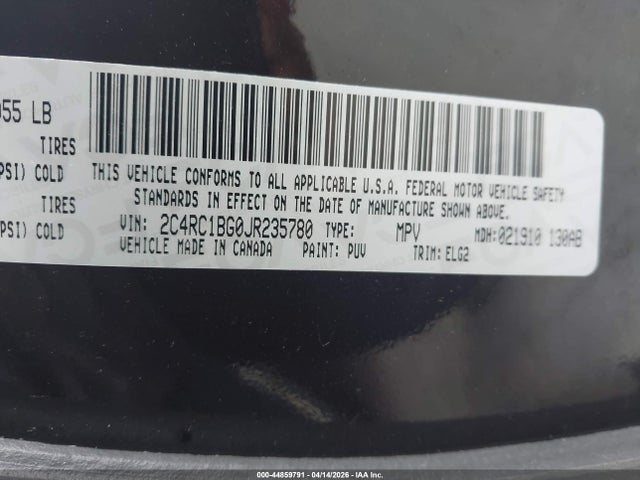 Aukcja sprzedaży 2018 Chrysler Pacifica Touring L, vin: 2C4RC1BG0JR235780, numer aukcji: 44859791
