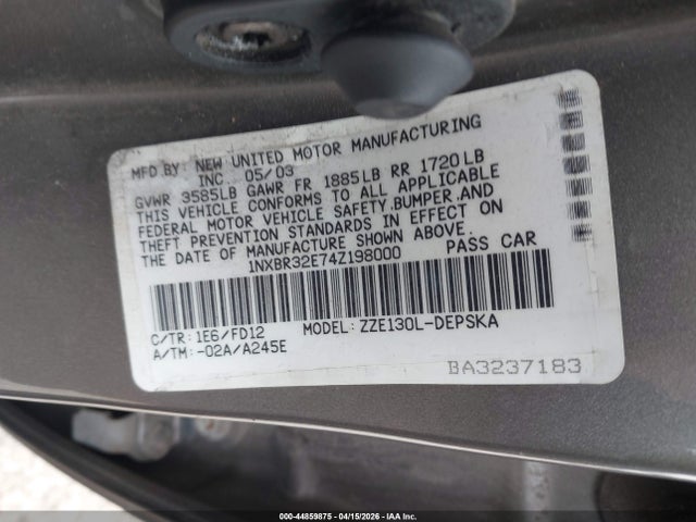 2004 TOYOTA COROLLA 1NXBR32E74Z198000 Photo 8