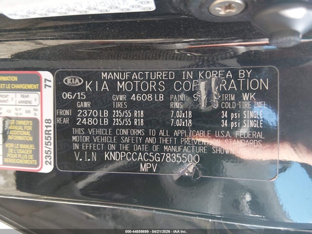 Aukcja sprzedaży 2016 Kia Sportage Ex, vin: KNDPCCAC5G7835500, numer aukcji: 44859899