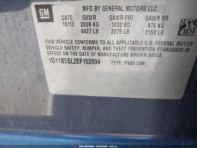 Aukcja sprzedaży 2014 Chevrolet Malibu 1ls, vin: 1G11B5SL2EF152894, numer aukcji: 44859900