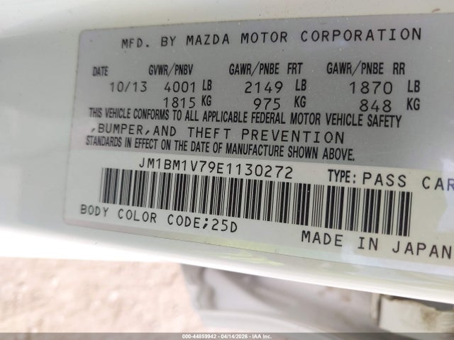 JM1BM1V79E1130272 Mazda Mazda3 I Touring