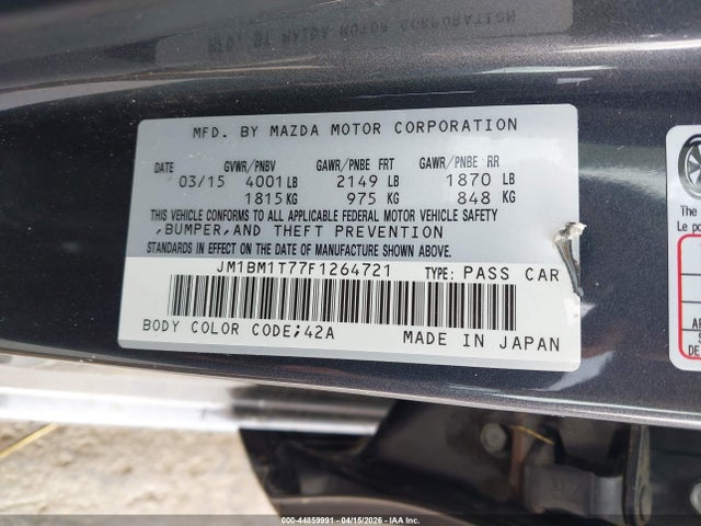 2015 MAZDA MAZDA3 JM1BM1T77F1264721 Photo 8