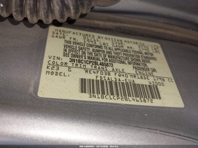 2011 NISSAN VERSA 3N1BC1CP2BL465872 Photo 8