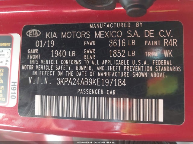 KIA RIO S 2019 3KPA24AB9KE197184 Image 9