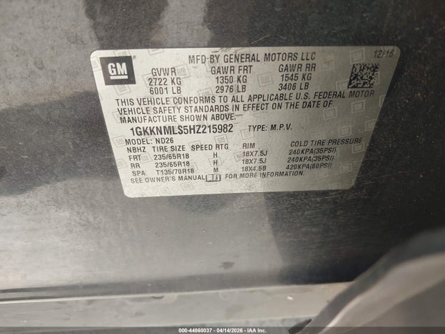 1GKKNMLS5HZ215982 GMC Acadia Slt-1