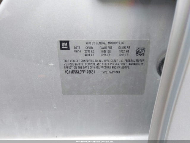 Chevrolet MALIBU 2LT 2015 1G11D5SL0FF170631 Image 9