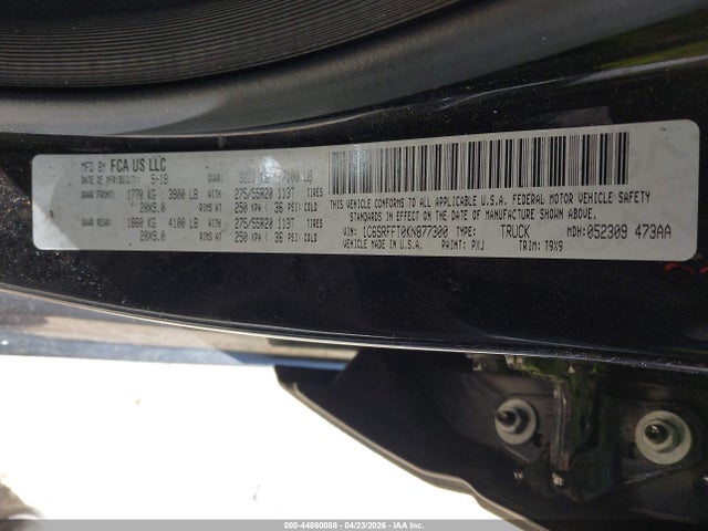 Продаж на аукціоні авто 2019 Ram 1500 Big Horn/lone Star  4x4 5'7 Box, vin: 1C6SRFFT0KN877300, номер лоту: 44860088
