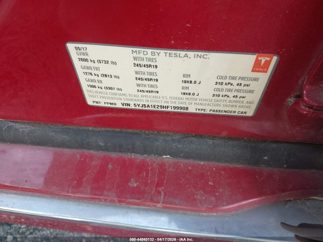 Продаж на аукціоні авто 2017 Tesla Model S 100d/60d/75d/90d/p100d, vin: 5YJSA1E29HF199908, номер лоту: 44860132