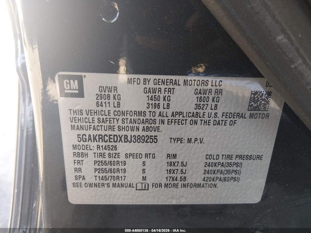 Aukcja sprzedaży 2011 Buick Enclave 2xl, vin: 5GAKRCEDXBJ389255, numer aukcji: 44860136