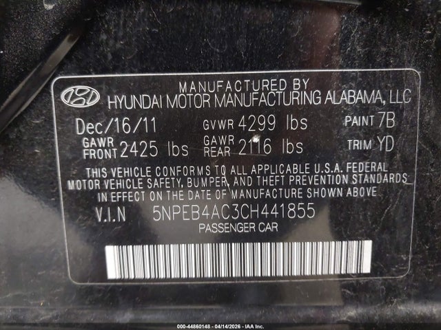 2012 HYUNDAI SONATA 5NPEB4AC3CH441855 Photo 8