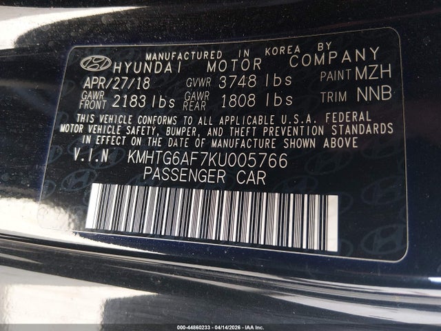 44860233 :رقم المزاد ، KMHTG6AF7KU005766 vin ، 2019 Hyundai Veloster 2.0 Premium مزاد بيع