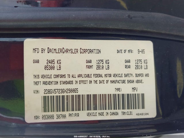 Продажа на аукционе авто 2006 Dodge Magnum Rt, vin: 2D8GV57236H290065, номер лота: 44860257