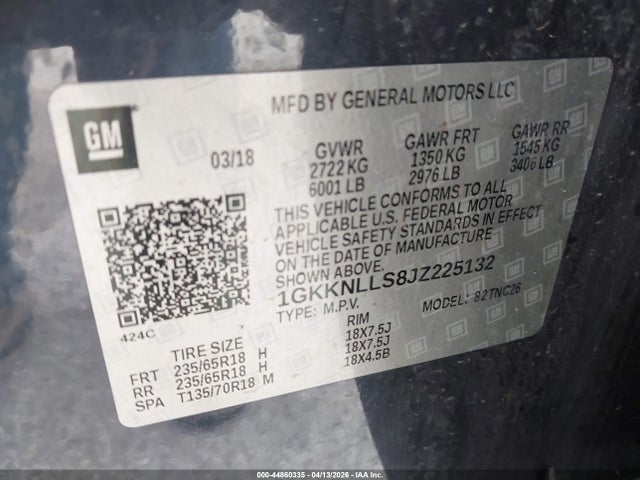 Продажа на аукционе авто 2018 Gmc Acadia Sle-2, vin: 1GKKNLLS8JZ225132, номер лота: 44860335