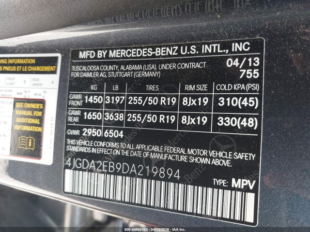 2013 MERCEDES-BENZ ML 350 BLUETEC 4JGDA2EB9DA219894 Photo 8