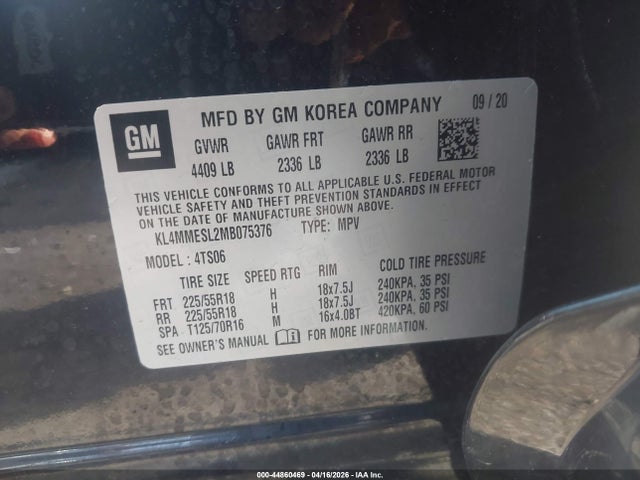 Aukcja sprzedaży 2021 Buick Encore Gx Awd Select, vin: KL4MMESL2MB075376, numer aukcji: 44860469