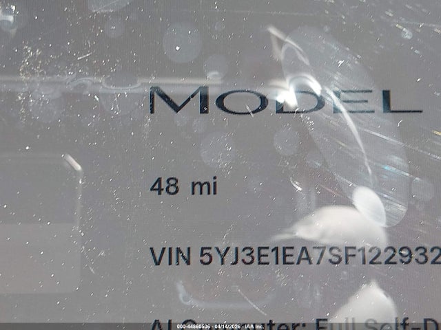 5YJ3E1EA7SF122932 Tesla Model 3 Long Range Rear-wheel Drive/standard Rear-wheel Drive