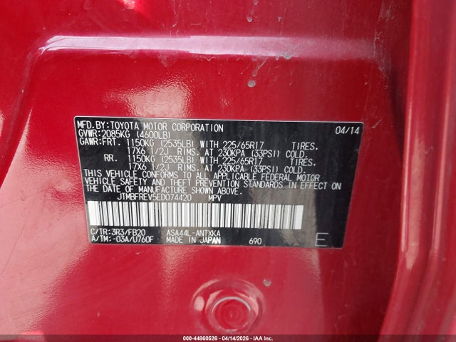 JTMBFREV5ED074420 Toyota RAV4 LE
