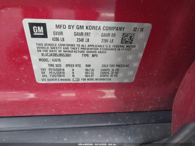 Продажа на аукционе авто 2018 Buick Encore Preferred, vin: KL4CJASB5JB653681, номер лота: 44860560