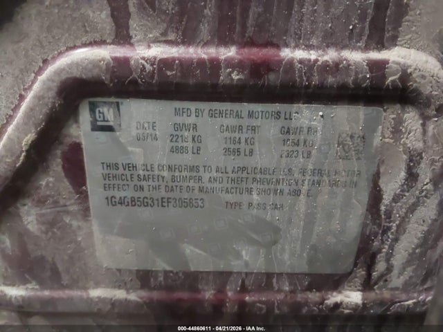 44860611 :رقم المزاد ، 1G4GB5G31EF305853 vin ، 2014 Buick Lacrosse Leather Group مزاد بيع