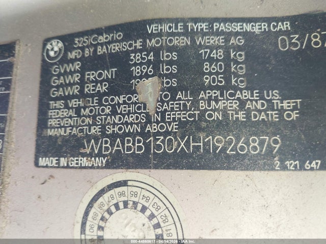 1987 BMW 325 WBABB130XH1926879 Photo 8