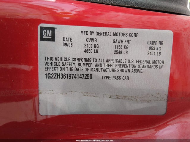 Продажа на аукционе авто 2007 Pontiac G6 Gt, vin: 1G2ZH361974147250, номер лота: 44860639