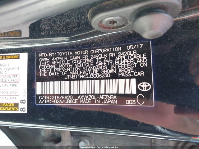 JTNB11HK5J3006230 Toyota CAMRY LE