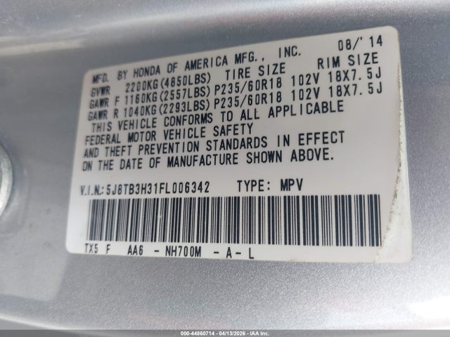 2015 ACURA RDX 5J8TB3H31FL006342 Photo 8
