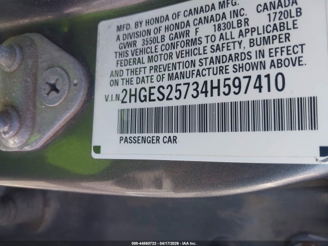 2004 HONDA CIVIC 2HGES25734H597410 Photo 8