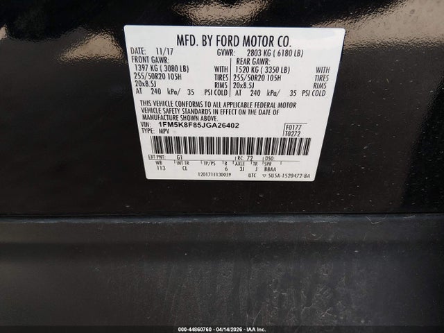 Продаж на аукціоні авто 2018 Ford Explorer Limited, vin: 1FM5K8F85JGA26402, номер лоту: 44860760