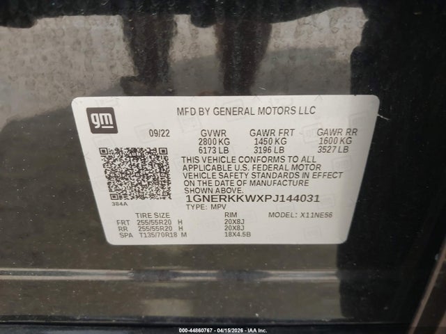 Aukcja sprzedaży 2023 Chevrolet Traverse Fwd Premier, vin: 1GNERKKWXPJ144031, numer aukcji: 44860767
