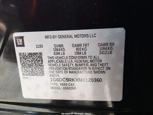 44860783 :رقم المزاد ، 1G6DC5RKXM0120360 vin ، 2021 Cadillac Ct4 Sport مزاد بيع