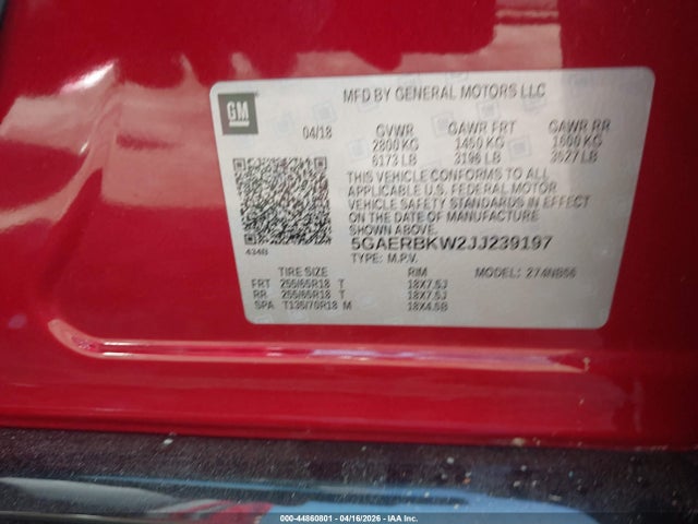 Aukcja sprzedaży 2018 Buick Enclave Essence, vin: 5GAERBKW2JJ239197, numer aukcji: 44860801