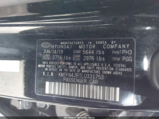 44860841 :رقم المزاد ، KMTFN4JB1LU331753 vin ، 2020 Genesis G80 3.3t Sport Awd مزاد بيع