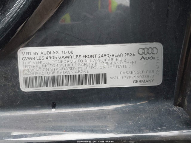 2009 AUDI A4 WAULF78K79N033973 Photo 8