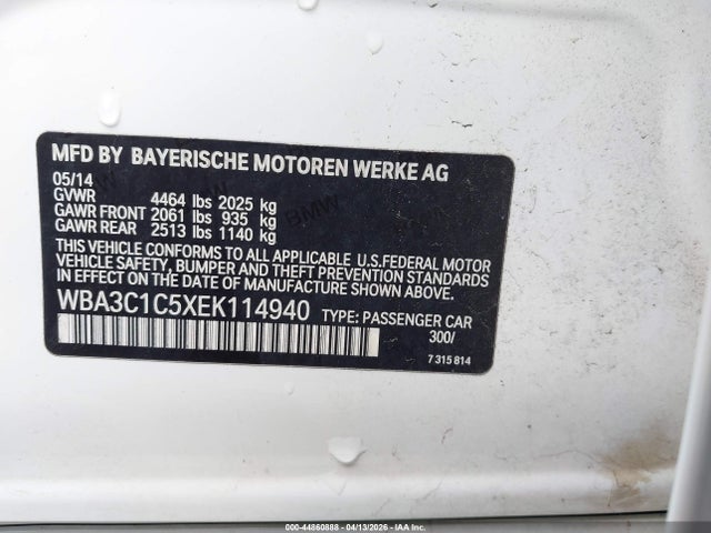WBA3C1C5XEK114940 BMW 328I