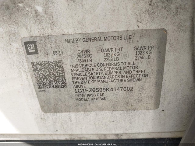 2019 CHEVROLET BOLT EV 1G1FZ6S09K4147602 Photo 8